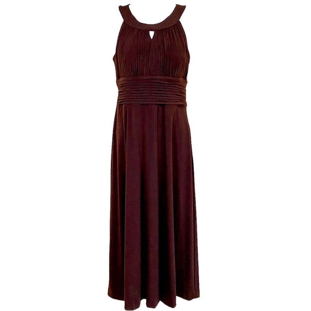 SANGRIA Brown Sleeveless Halter Fit & Flare Cocktail Dress 6 Y2K Empire Waist